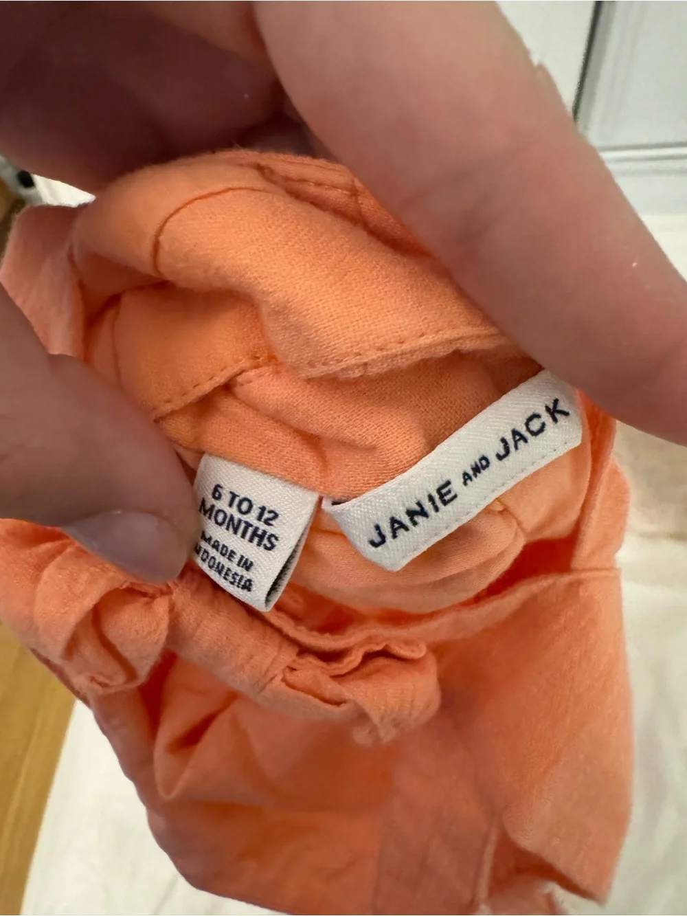 Janie and Jack Embroidered Cotton Dress | Peach/Coral | 6–12 Months